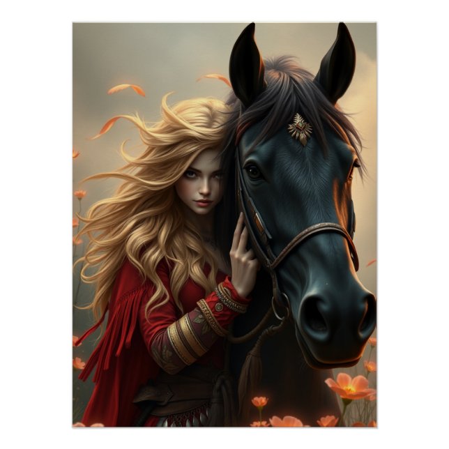 Pôster Horse e Companion Fantasy Art (Frente)