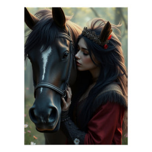 Pôster Horse e Companion Fantasy Art