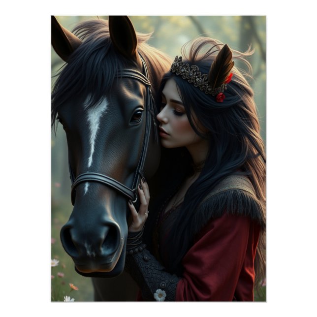 Pôster Horse e Companion Fantasy Art (Frente)