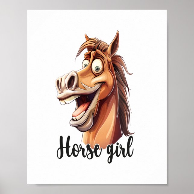 Poster Horse Engraçado de Menina (Frente)