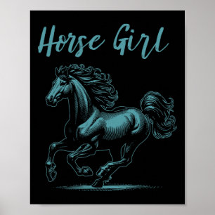 Poster Horse Girl Equestrian Horseback Graph