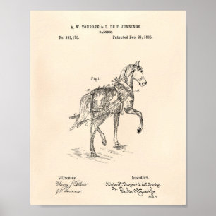 Poster Horse Harness 1885 Patent Art Old Peper
