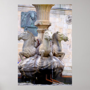 Poster Horse Headed Fountain, Spain