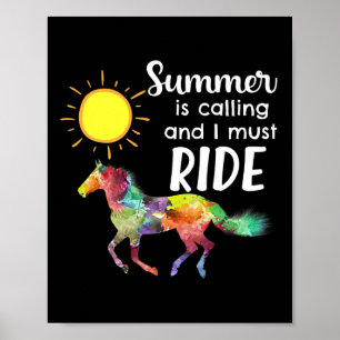 Poster Horse Lover Equestrian Horseback no Verão Vac