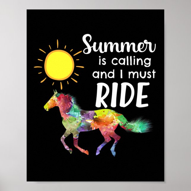 Poster Horse Lover Equestrian Horseback no Verão Vac (Frente)