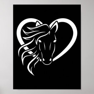 Poster Horse Lover Heart Horseback Andando em Cowgirl Oci