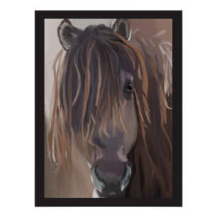Pôster Horse Marrom de Pintura Moderna