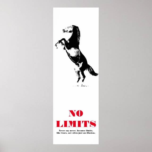 Pôster Horse Motivational No Limine Pop Art Black White (Frente)