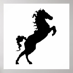 Poster Horse On Hind Legs Silhouette