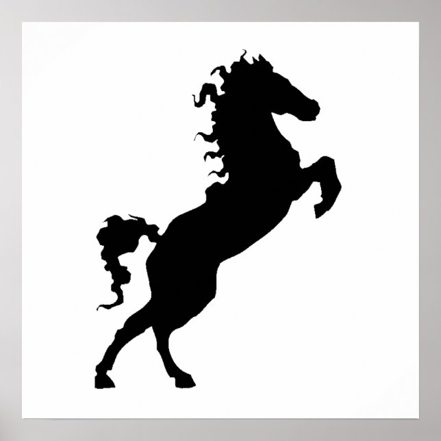 Poster Horse On Hind Legs Silhouette (Frente)