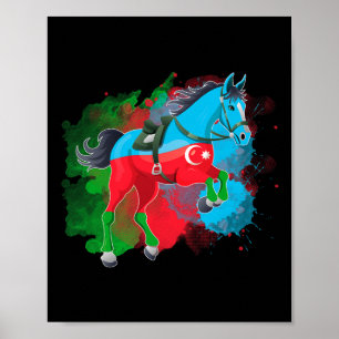 Poster Horse Riding Azerbaijão Flag