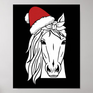 Poster Horse Santa Hat Natal Pajama Horseback Andando
