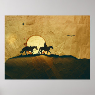 Poster Horseback do Cowboy Ocidental