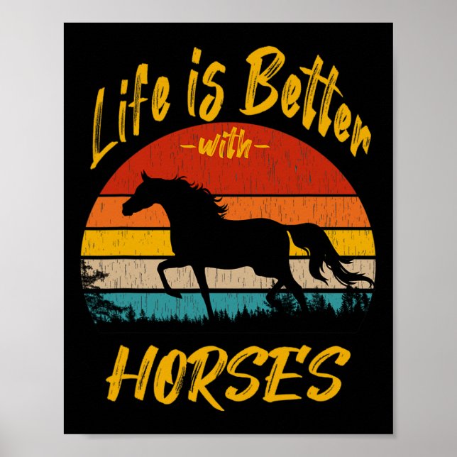 Poster Horseback Riding Lovers Gift Life É Melhor Com H (Frente)