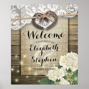 Poster Horsferes Hydrangea Country Rustic Wedding Welcome