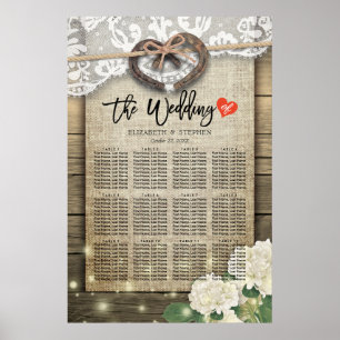 Poster Horsferes Hydrangea Wood Wedding Seating Charts