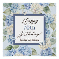 Hortênsia Azul Aquarela Aniversário de 70 Anos