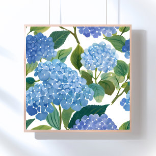 Poster Hortênsias Azuis   Belo Arbusto Floral