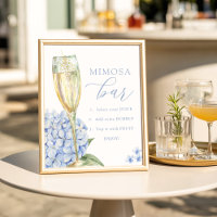 Hortênsias Azuis e Bar de Mimosa de Vidro Dourado