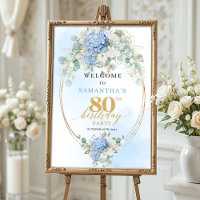Hortênsias Azul Claro Dourado bem-vindo aos 80 ano