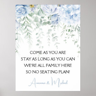 Poster Hortênsias de Rosas Azuis Casamento Sem Plano de A