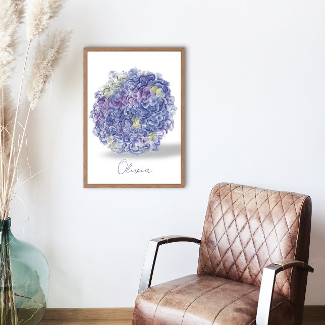 Poster Hortênsias em Aquarela Personalizadas (Criador carregado)