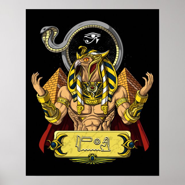 Poster Horus egípcio God Ra Pyramids Antigamente mitologi (Frente)