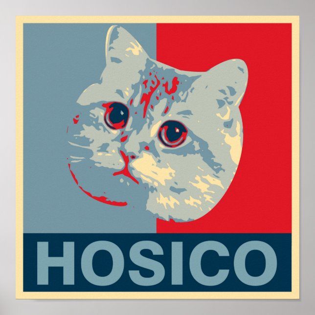 Poster Hosico - Ilustração Azul Vermelho (Frente)