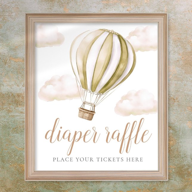 Poster Hot Air Balloon Baby Shower Diaper Raffle Sign (Hot Air Balloon Baby Shower Diaper Raffle Sign)