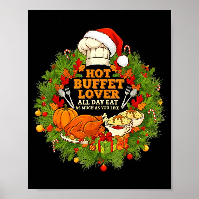 Poster Hot Buffet Available All Day Eat Funny Holiday Foo (Frente)