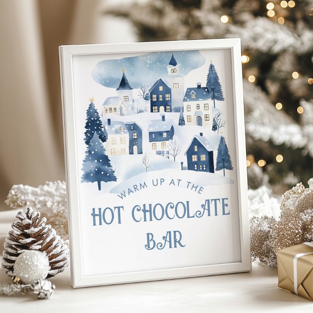 Poster Hot Chocolate Bar Christmas village Baby Shower (Criador carregado)