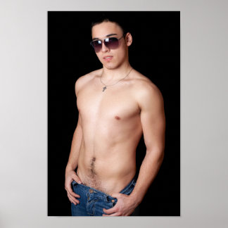 Poster Hot Guy In Jeans Sunglasses Sexy Shirtless Muscle