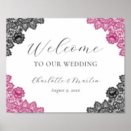 Poster Hot Pink and Black Wedding Welcome Sign