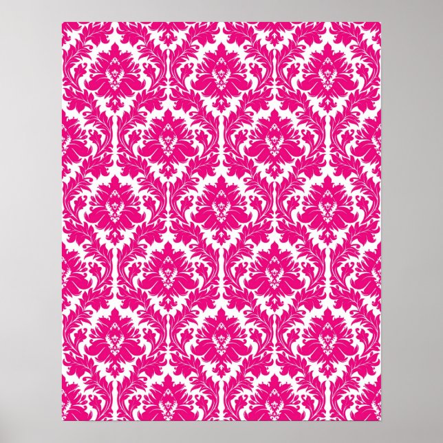 Pôster Hot Pink Damask (Frente)