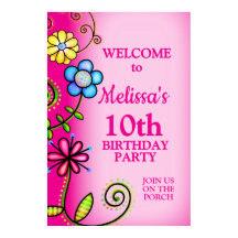 Hot Pink Hand-drawn Wildflowers