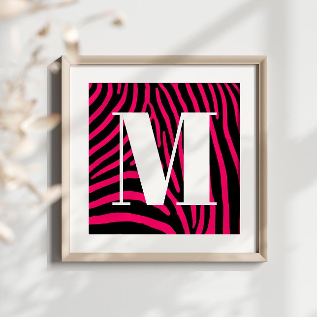 Poster Hot Pink Zebra Stripes (Create your own monogrammed poster.)