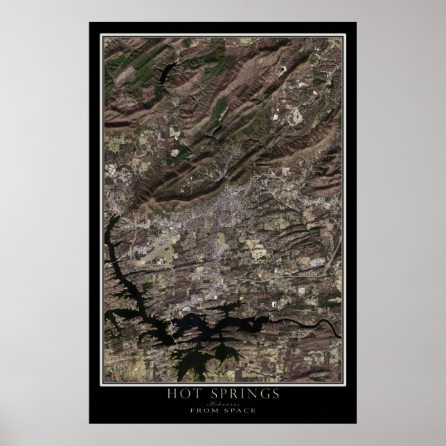Poster Hot Primaveras Arkansas Do Space Satellite Map (Frente)