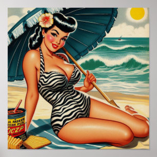 Poster Hot Summer Beach Pin-up