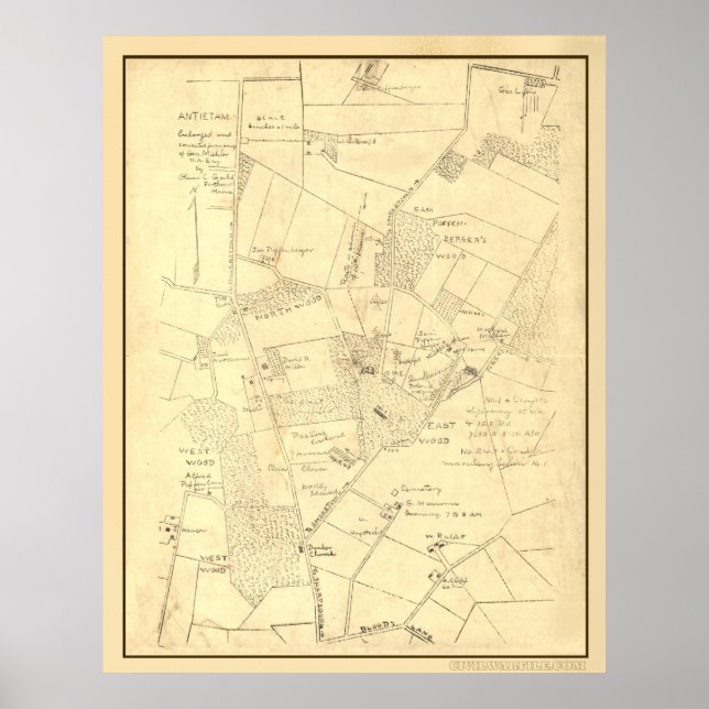 Pôster Hotchkiss Map Antietam. (Frente)