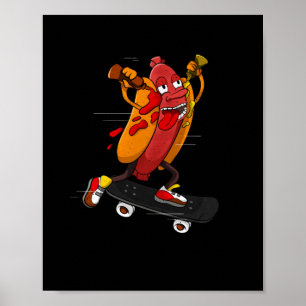Poster Hotdog Skater Funny Skating Bratwurst