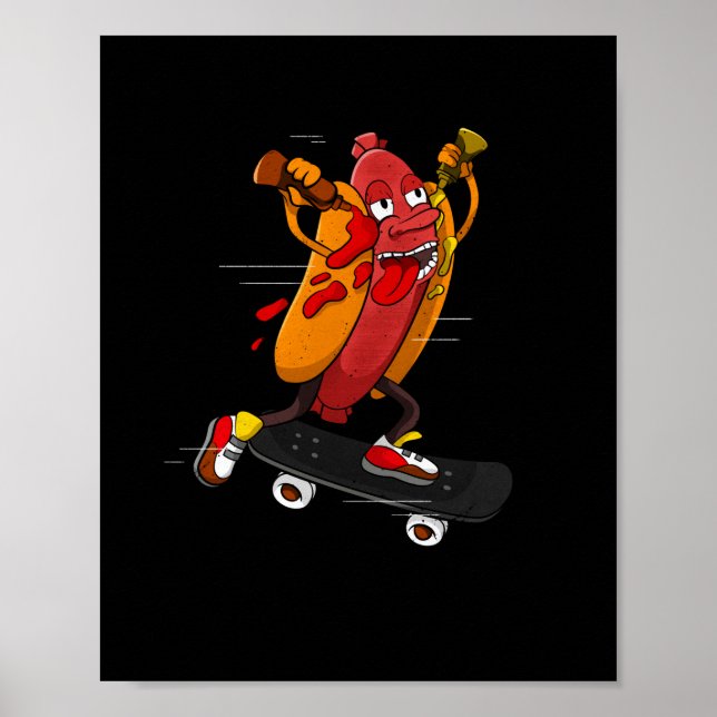 Poster Hotdog Skater Funny Skating Bratwurst (Frente)