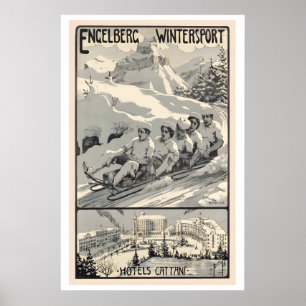 Poster Hotéis Engelberg Cattani Esporte de Inverno Suíça