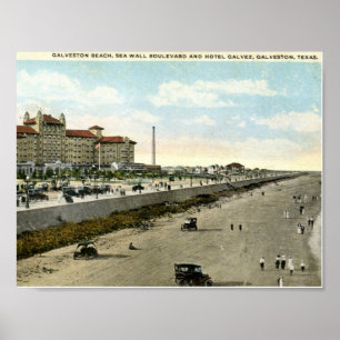 Pôster Hotel Gálvez, Galveston, vintage 1924 de Texas