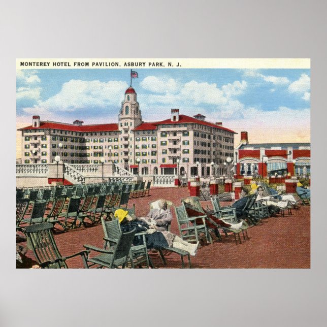 Poster Hotel Monterey, Asbury Park NJ 1920 Vintage (Frente)