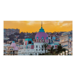 Pôster Hotel Negresco, hotel de luxo famoso, em Nice, Fra