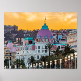 Poster Hotel Negresco, hotel de luxo famoso, em Nice, Fra