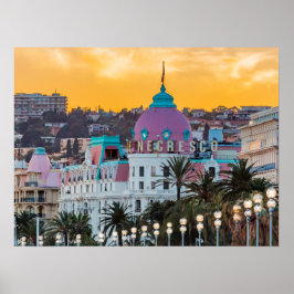 Poster Hotel Negresco, hotel de luxo famoso, em Nice, Fra