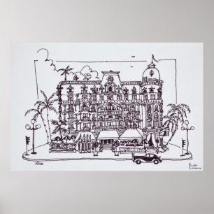 Poster Hotel Negresco - Promenade Inglês  Nice, França