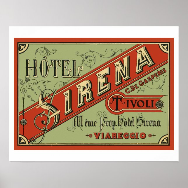 Poster Hotel Sirena (Tivoli - Itália) (Frente)