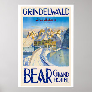 Poster Hotel Urso Grindelwald Suíça Vintage